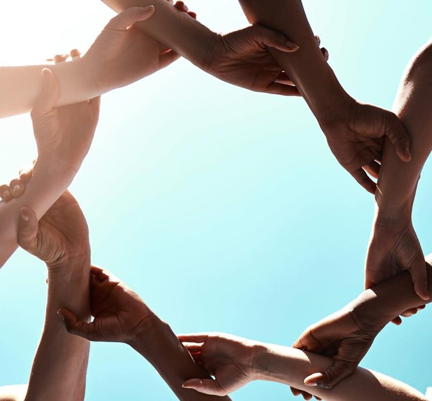 Sync is magical. People holding hands and working together